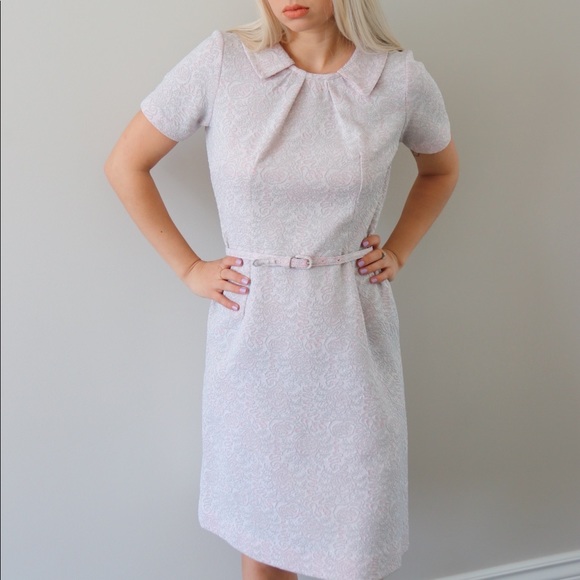60’s Pink Mod Mini Dress with Subtle Brocade - Picture 5 of 8